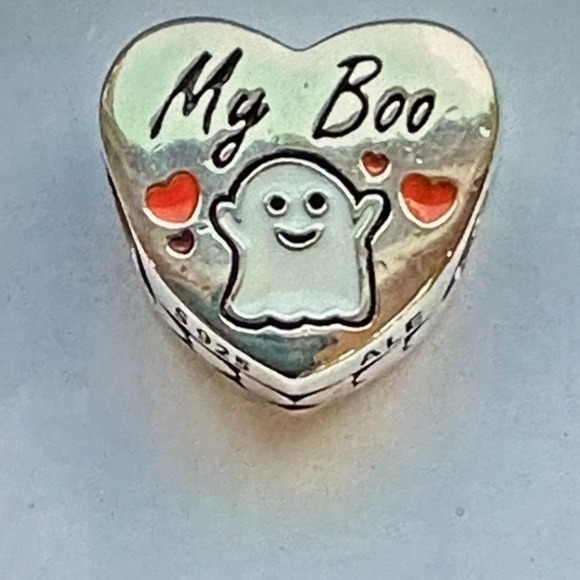 Authentic Pandora My Boo Heart Halloween Ghost Charm, Retired #792015 - Picture 2 of 2